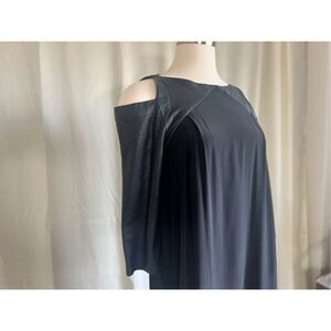 Vintage Yeoh Lee Women's Cold Shoulder Keyhole Midi Dress Solid Black